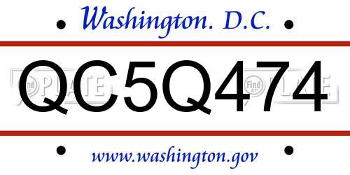 QC5Q474 District Of Columbia License Plate