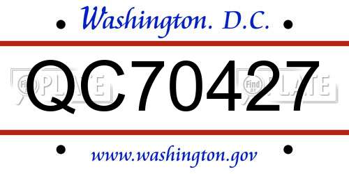 QC70427 District Of Columbia License Plate