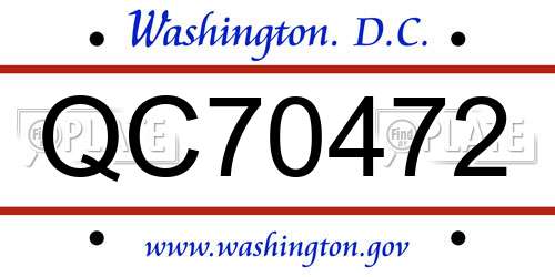 QC70472 District Of Columbia License Plate