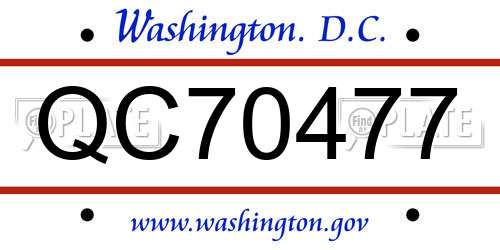 QC70477 District Of Columbia License Plate