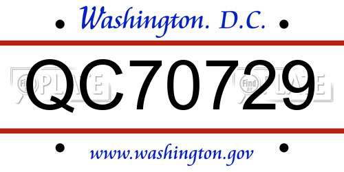 QC70729 District Of Columbia License Plate