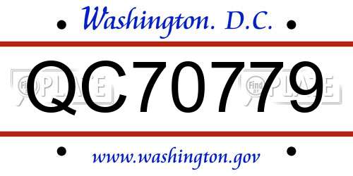 QC70779 District Of Columbia License Plate