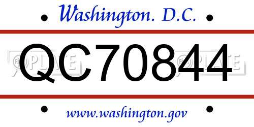 QC70844 District Of Columbia License Plate
