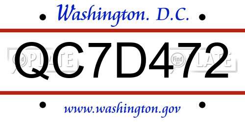QC7D472 District Of Columbia License Plate