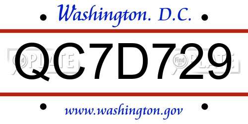 QC7D729 District Of Columbia License Plate