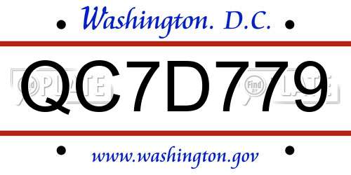 QC7D779 District Of Columbia License Plate