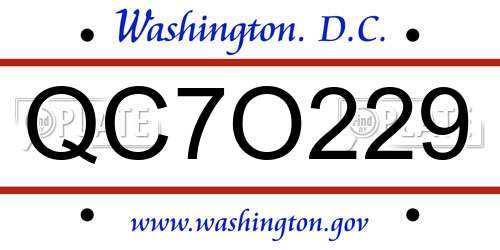 QC7O229 District Of Columbia License Plate