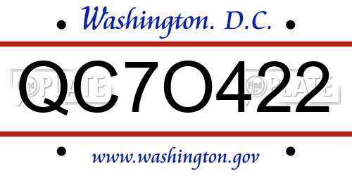 QC7O422 District Of Columbia License Plate