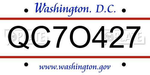 QC7O427 District Of Columbia License Plate