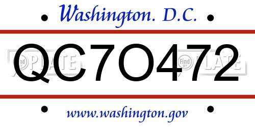 QC7O472 District Of Columbia License Plate