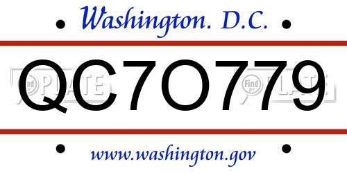 QC7O779 District Of Columbia License Plate