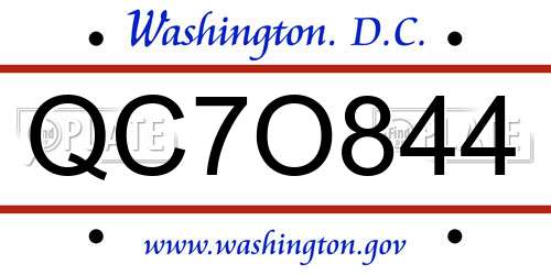 QC7O844 District Of Columbia License Plate