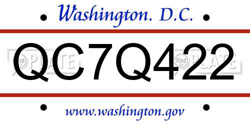 QC7Q422 District Of Columbia License Plate