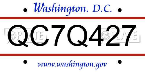 QC7Q427 District Of Columbia License Plate