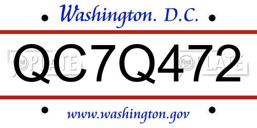 QC7Q472 District Of Columbia License Plate