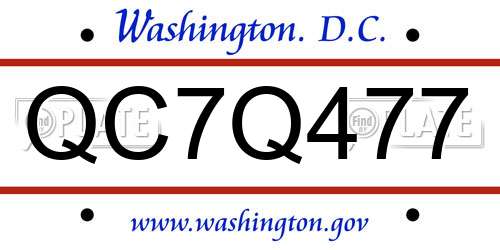 QC7Q477 District Of Columbia License Plate