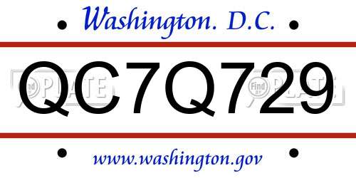 QC7Q729 District Of Columbia License Plate