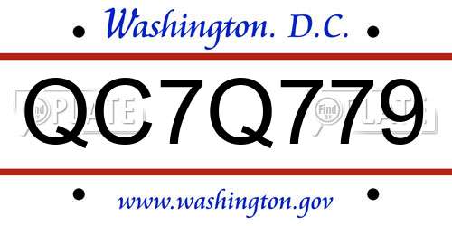 QC7Q779 District Of Columbia License Plate