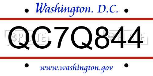 QC7Q844 District Of Columbia License Plate