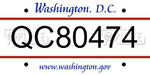 QC80474 District Of Columbia License Plate