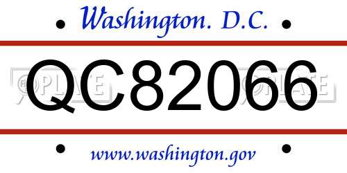 QC82066 District Of Columbia License Plate