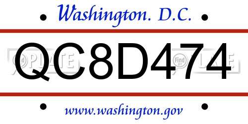 QC8D474 District Of Columbia License Plate
