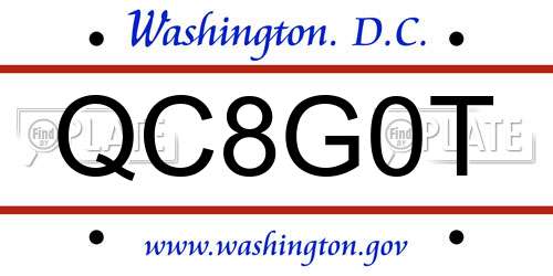 QC8G0T District Of Columbia License Plate