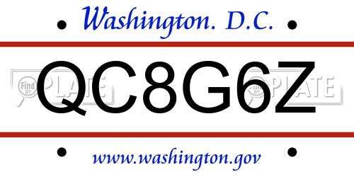 QC8G6Z District Of Columbia License Plate