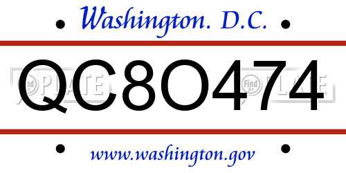 QC8O474 District Of Columbia License Plate