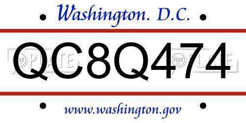 QC8Q474 District Of Columbia License Plate