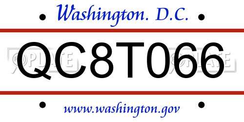 QC8T066 District Of Columbia License Plate