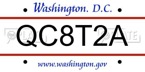 QC8T2A District Of Columbia License Plate