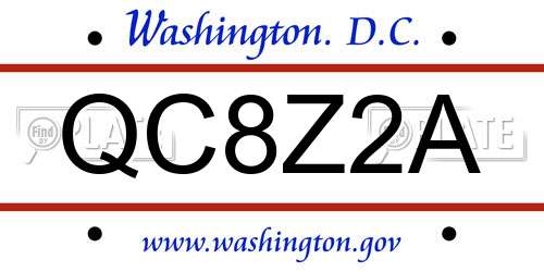 QC8Z2A District Of Columbia License Plate