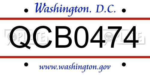 QCB0474 District Of Columbia License Plate