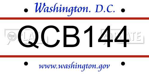 QCB144 District Of Columbia License Plate