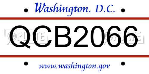 QCB2066 District Of Columbia License Plate