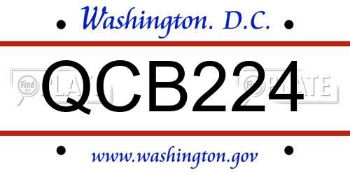 QCB224 District Of Columbia License Plate