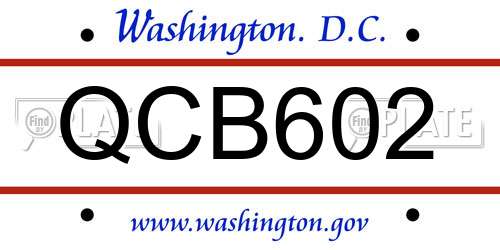 QCB602 District Of Columbia License Plate