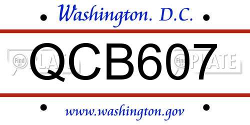 QCB607 District Of Columbia License Plate