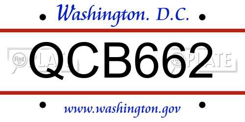QCB662 District Of Columbia License Plate