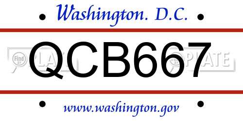 QCB667 District Of Columbia License Plate
