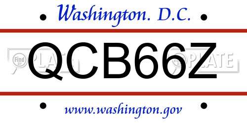 QCB66Z District Of Columbia License Plate