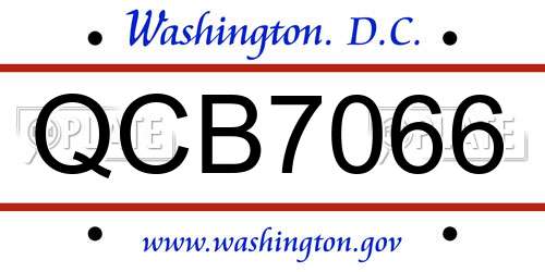 QCB7066 District Of Columbia License Plate