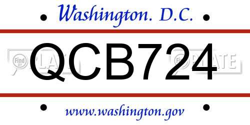 QCB724 District Of Columbia License Plate