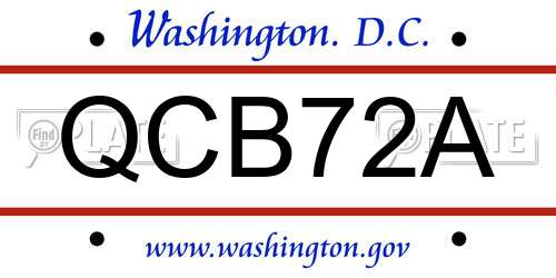 QCB72A District Of Columbia License Plate