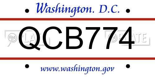 QCB774 District Of Columbia License Plate