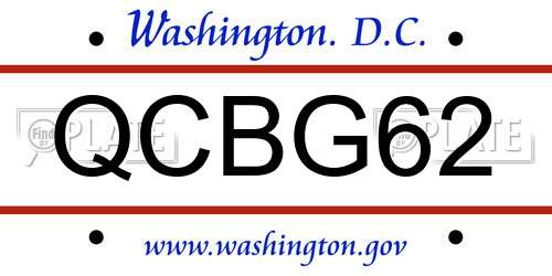 QCBG62 District Of Columbia License Plate