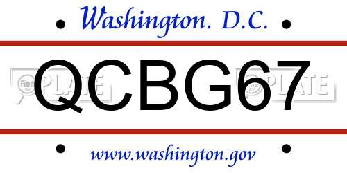 QCBG67 District Of Columbia License Plate