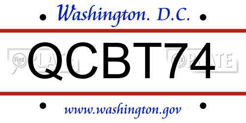 QCBT74 District Of Columbia License Plate