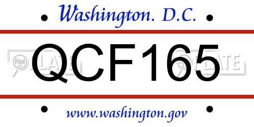 QCF165 District Of Columbia License Plate